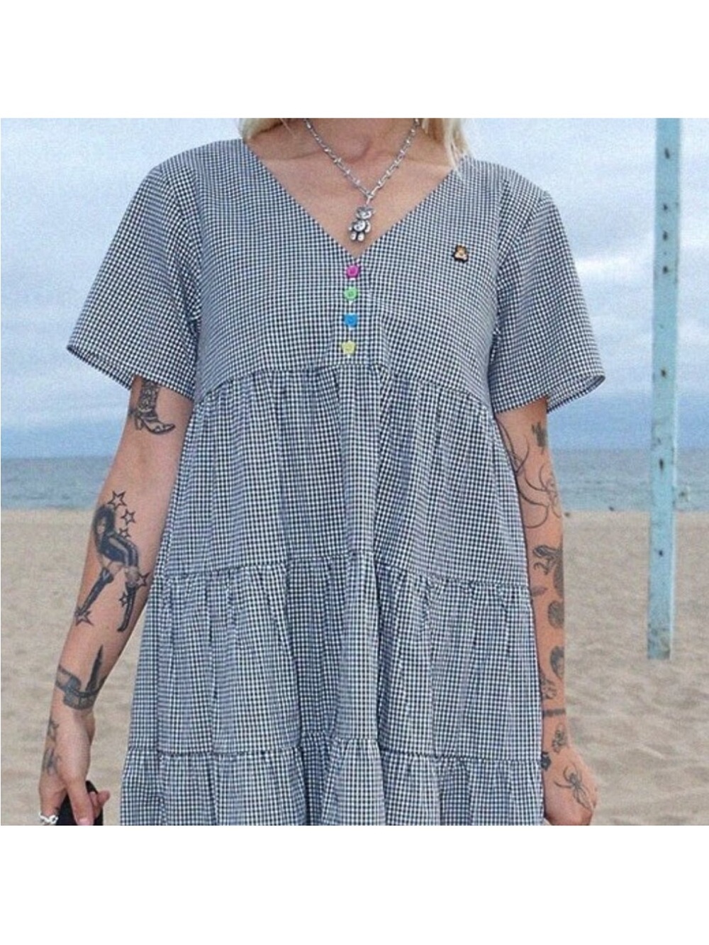 Teddy Fresh Gingham Checkered Mini Dress Small